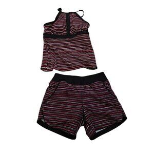 NWOT Lands’ End Tankini Top & Swim Shorts Set | Size Small (2) Black Pink Print